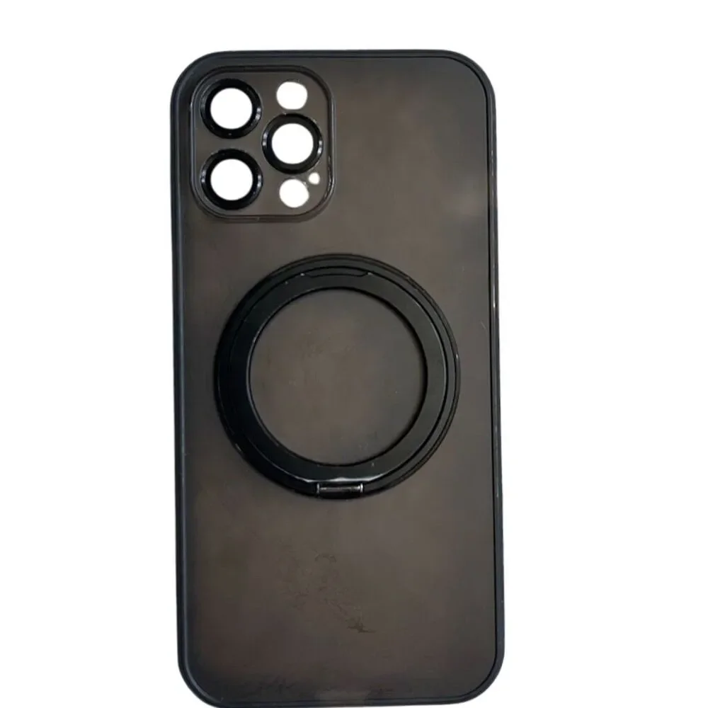 iPhone 12 Pro Max Case Black w/ Ring Stand & Lens Protection